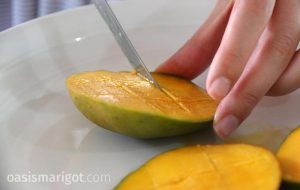 cut the mango into grids